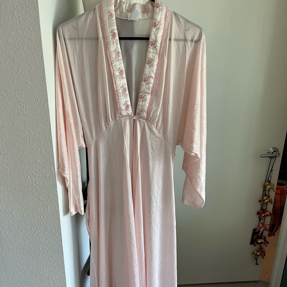 cottage core pink floral robe
